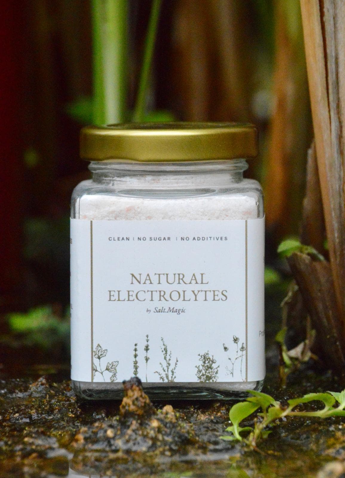Salt.Magic glass jar - natural electrolytes in tropical setting