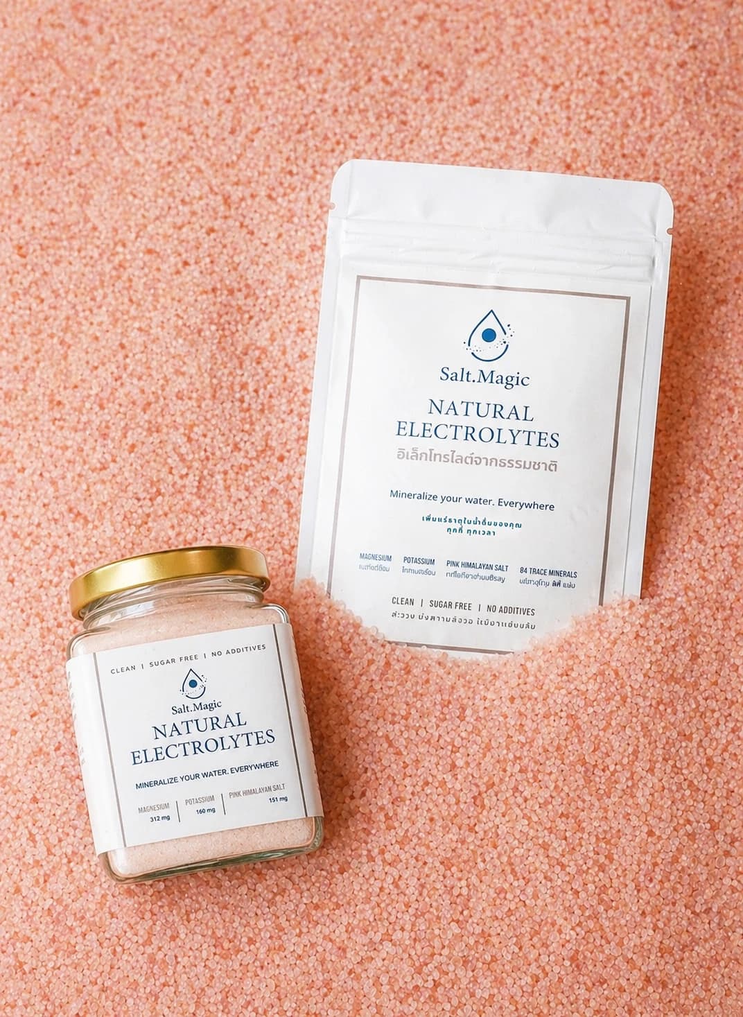 Salt.Magic 60g and 140g sachet in pink Himalayan salt